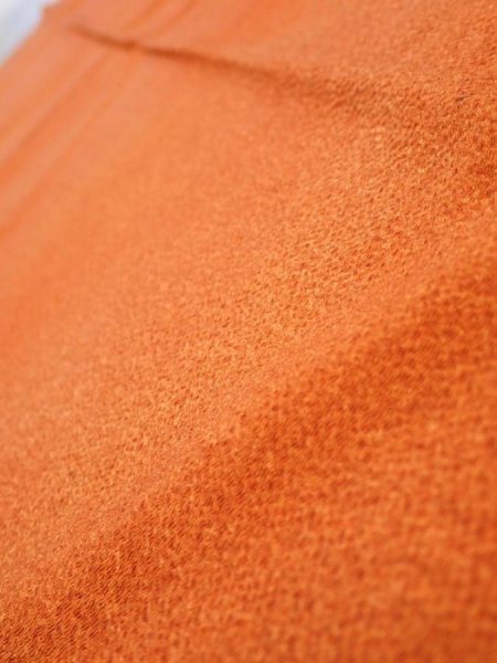 Photo5: 1E10z30  Japanese Kimono Crepe Silk  FABRIC  Dark orange 37.8x7.1 (5)