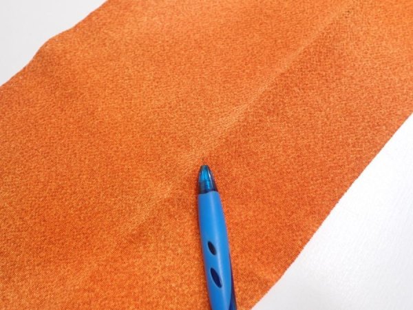 Photo6: 1E10z30  Japanese Kimono Crepe Silk  FABRIC  Dark orange 37.8x7.1 (6)
