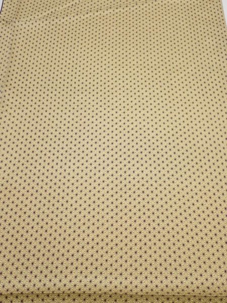 Photo2: 1E01z50  Japanese Kimono Silk  FABRIC Asanoha Cream yellow 39.4x14.6 (2)