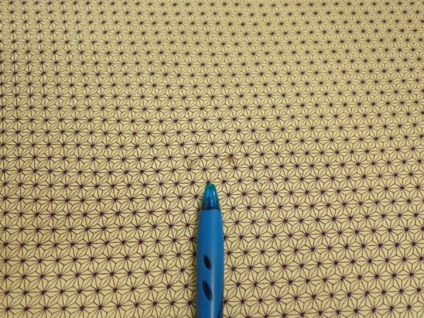 Photo6: 1E02z50  Japanese Kimono Silk  FABRIC Asanoha Cream yellow 39.0x14.6 (6)