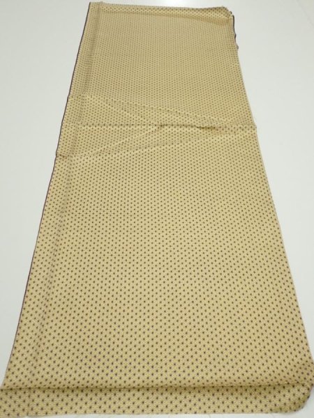 Photo5: 1E03z60  Japanese Kimono Silk  FABRIC Asanoha Cream yellow 44.5x14.6 (5)