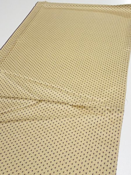 Photo4: 1E04z50  Japanese Kimono Silk  FABRIC Asanoha Cream yellow 40.9x14.6 (4)