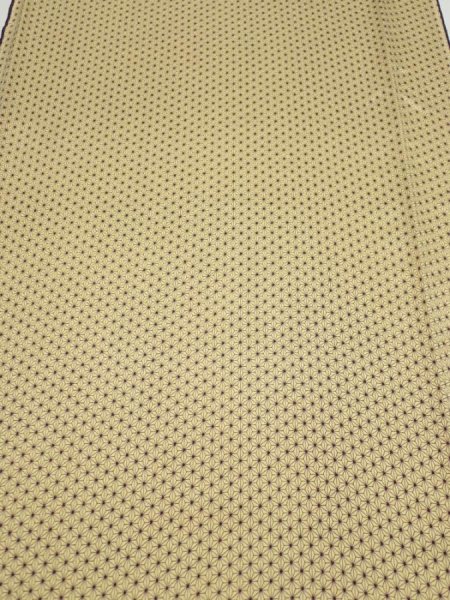 Photo2: 1E05z80  Japanese Kimono Silk  FABRIC Asanoha Cream yellow 63.0x14.8 (2)
