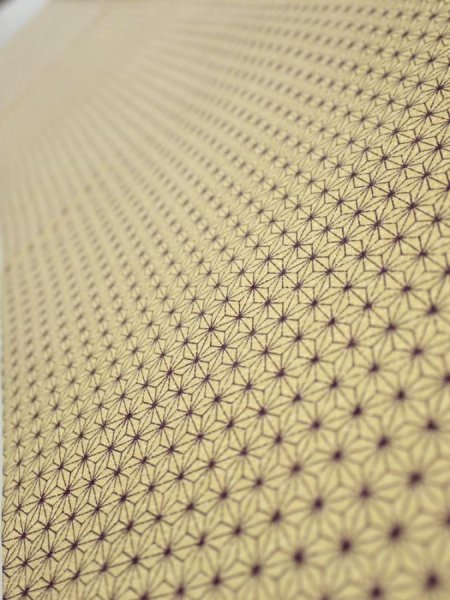 Photo4: 1E06z40  Japanese Kimono Silk  FABRIC Asanoha Cream yellow 55.1x7.3 (4)