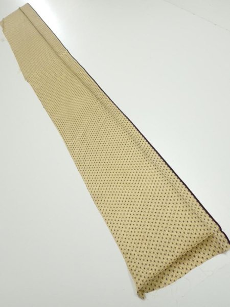 Photo5: 1E07z40  Japanese Kimono Silk  FABRIC Asanoha Cream yellow 55.1x7.3 (5)