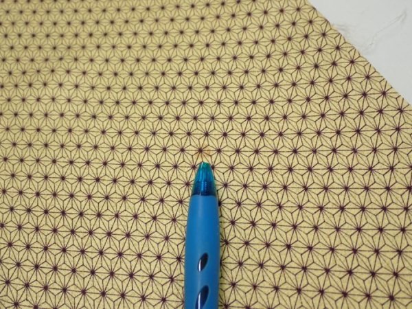 Photo6: 1E07z40  Japanese Kimono Silk  FABRIC Asanoha Cream yellow 55.1x7.3 (6)