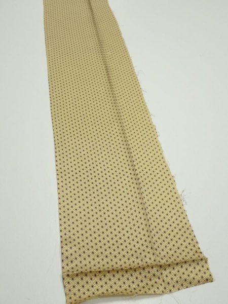 Photo2: 1E08z50  Japanese Kimono Silk  FABRIC Asanoha Cream yellow 75.6x7.3 (2)