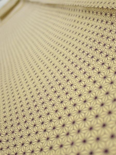 Photo4: 1E08z50  Japanese Kimono Silk  FABRIC Asanoha Cream yellow 75.6x7.3 (4)