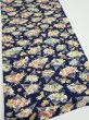 Photo2: 1E01z70  Japanese Kimono Silk  FABRIC Folding fan Dark navy 45.7x14.6 (2)