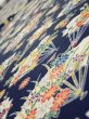 Photo4: 1E01z70  Japanese Kimono Silk  FABRIC Folding fan Dark navy 45.7x14.6 (4)
