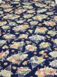 Photo1: 1E02z70  Japanese Kimono Silk  FABRIC Folding fan Dark navy 45.7x14.6 (1)