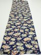 Photo5: 1E02z70  Japanese Kimono Silk  FABRIC Folding fan Dark navy 45.7x14.6 (5)