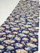 Photo3: 1E04z100  Japanese Kimono Silk  FABRIC Folding fan Dark navy 65.7x14.8 (3)