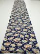 Photo5: 1E05z100  Japanese Kimono Silk  FABRIC Folding fan Dark navy 66.5x14.8 (5)