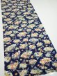 Photo2: 1E06z100  Japanese Kimono Silk  FABRIC Folding fan Dark navy 65.7x14.6 (2)