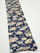 Photo3: 1E07z50  Japanese Kimono Silk  FABRIC Folding fan Dark navy 59.1x7.7 (3)