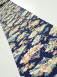 Photo1: 1E09z60  Japanese Kimono Silk  FABRIC Folding fan Dark navy 82.7x6.9 (1)