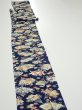 Photo2: 1E09z60  Japanese Kimono Silk  FABRIC Folding fan Dark navy 82.7x6.9 (2)