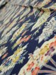 Photo4: 1E09z60  Japanese Kimono Silk  FABRIC Folding fan Dark navy 82.7x6.9 (4)