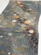 Photo3: 1E01z60  Japanese Kimono Silk  FABRIC Plum blossom Gray 41.3x15.0 (3)