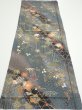 Photo5: 1E02z60  Japanese Kimono Silk  FABRIC Plum blossom Gray 41.7x15.0 (5)