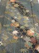 Photo1: 1E06z90  Japanese Kimono Silk  FABRIC Plum blossom Gray 66.1x15.0 (1)
