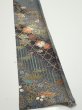 Photo2: 1E08z40  Japanese Kimono Silk  FABRIC Plum blossom Gray 59.8x7.3 (2)