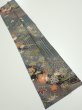 Photo1: 1E10z30  Japanese Kimono Silk  FABRIC Plum blossom Gray 37.0x7.3 (1)