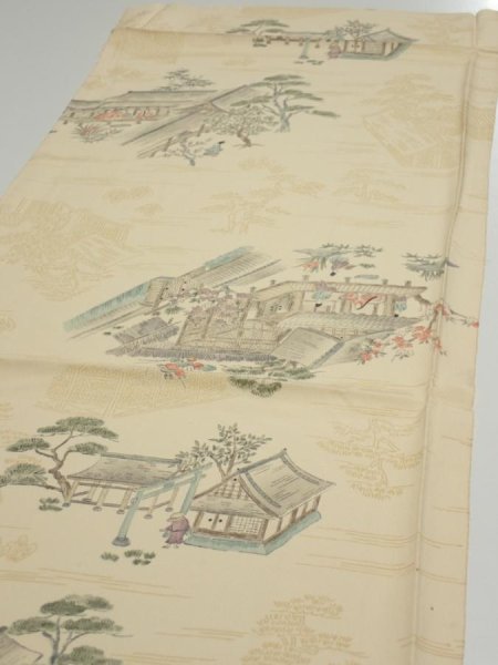 Photo3: 1E02z60  Japanese Kimono Silk  FABRIC Heian noble Light cream 43.3x14.2 (3)