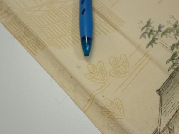 Photo6: 1E06z80  Japanese Kimono Silk  FABRIC Heian noble Light cream 65.4x14.2 (6)