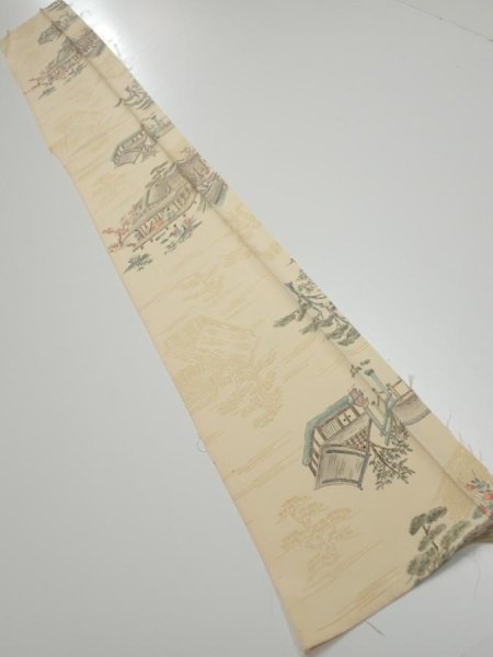 Photo4: 1E07z40  Japanese Kimono Silk  FABRIC Heian noble Light cream 56.7x7.3 (4)