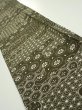 Photo1: 1A07z40  Japanese Kimono Silk  FABRIC Egasumi Dark olive 58.7x7.3 (1)