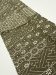 Photo2: 1A10z20  Japanese Kimono Silk  FABRIC Egasumi Dark olive 36.6x6.7 (2)