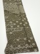 Photo3: 1A10z20  Japanese Kimono Silk  FABRIC Egasumi Dark olive 36.6x6.7 (3)