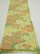 Photo5: 1A01z60  Japanese Kimono Silk  FABRIC Flowers Lime-Yellow 38.6x14.6 (5)