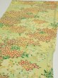 Photo3: 1A02z60  Japanese Kimono Silk  FABRIC Flowers Lime-Yellow 38.6x14.8 (3)