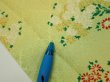 Photo6: 1A02z60  Japanese Kimono Silk  FABRIC Flowers Lime-Yellow 38.6x14.8 (6)