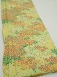 Photo2: 1A03z90  Japanese Kimono Silk  FABRIC Flowers Lime-Yellow 60.2x14.4 (2)