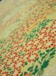 Photo4: 1A06z90  Japanese Kimono Silk  FABRIC Flowers Lime-Yellow 60.6x14.4 (4)