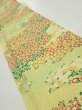 Photo1: 1A07z40  Japanese Kimono Silk  FABRIC Flowers Lime-Yellow 53.5x7.5 (1)