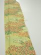 Photo3: 1A07z40  Japanese Kimono Silk  FABRIC Flowers Lime-Yellow 53.5x7.5 (3)