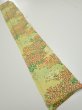 Photo5: 1A07z40  Japanese Kimono Silk  FABRIC Flowers Lime-Yellow 53.5x7.5 (5)
