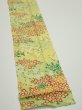 Photo2: 1A09z50  Japanese Kimono Silk  FABRIC Flowers Lime-Yellow 75.2x6.9 (2)