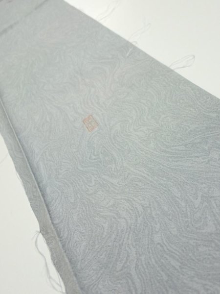 Photo1: 1A07z40  Japanese Kimono Silk  FABRIC Suminagashi Ash gray 57.1x7.3 (1)