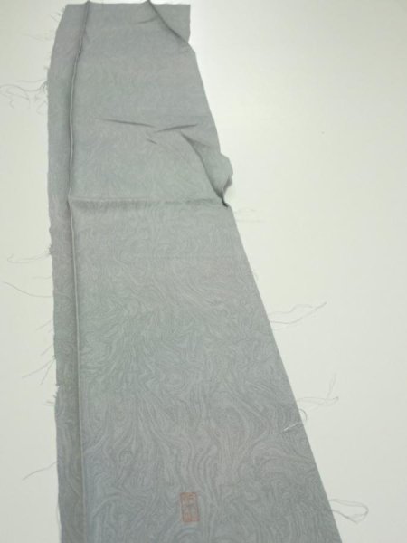 Photo3: 1A07z40  Japanese Kimono Silk  FABRIC Suminagashi Ash gray 57.1x7.3 (3)