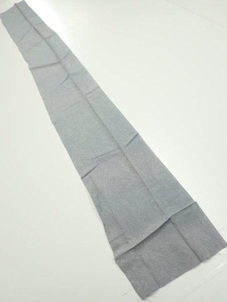 Photo2: 1A08z40  Japanese Kimono Silk  FABRIC Suminagashi Ash gray 63.4x7.3 (2)