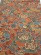 Photo1: 1A01z70  Japanese Kimono Crepe Silk  FABRIC Flowers Red-Brown 44.1x14.6 (1)