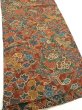 Photo2: 1A01z70  Japanese Kimono Crepe Silk  FABRIC Flowers Red-Brown 44.1x14.6 (2)