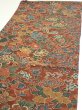 Photo3: 1A01z70  Japanese Kimono Crepe Silk  FABRIC Flowers Red-Brown 44.1x14.6 (3)