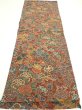 Photo5: 1A02z70  Japanese Kimono Crepe Silk  FABRIC Flowers Red-Brown 44.1x14.8 (5)